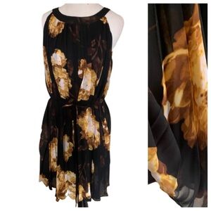 Elegant Black and Gold Floral Dress
